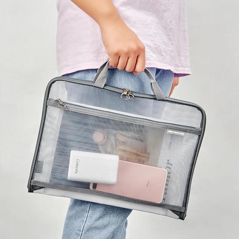 Jerry 6091 메쉬 핸드백 투명 테스트 가방, 학생 문구, 시험실 보관 가방, 운반 튜토리얼 가방